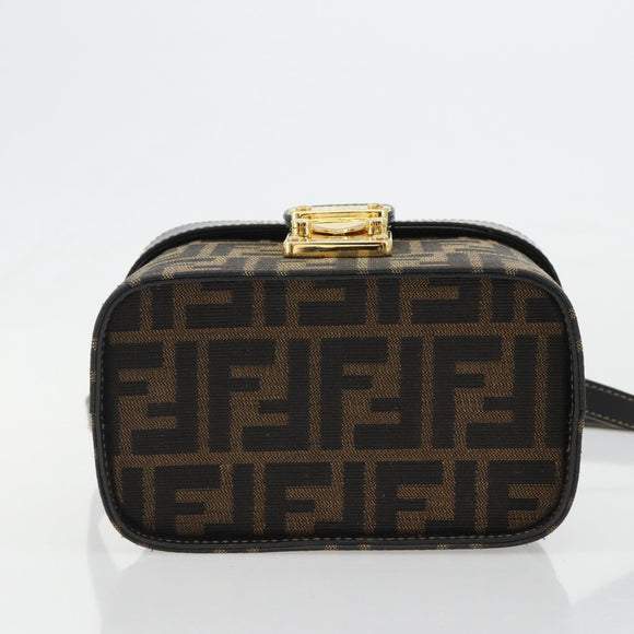 FENDI Zucca Canvas Hand Bag 2way Black Brown Auth BA13604A