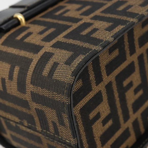 FENDI Zucca Canvas Hand Bag 2way Black Brown Auth BA13604A