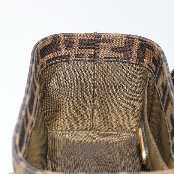 FENDI Zucca Canvas Hand Bag 2way Black Brown Auth BA13604A