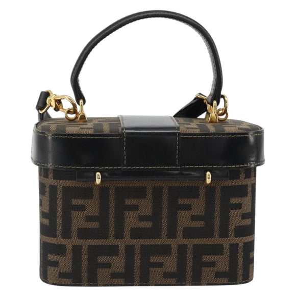 FENDI Zucca Canvas Hand Bag 2way Black Brown Auth BA13604A