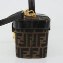 FENDI Zucca Canvas Hand Bag 2way Black Brown Auth BA13604A-4