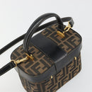 FENDI Zucca Canvas Hand Bag 2way Black Brown Auth BA13604A-6