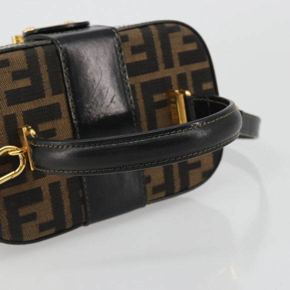 FENDI Zucca Canvas Hand Bag 2way Black Brown Auth BA13604A