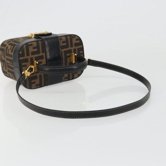 FENDI Zucca Canvas Hand Bag 2way Black Brown Auth BA13604A