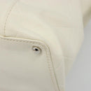 CHANEL V Stitch Hand Bag Lamb Skin White Silver CC Auth BA13606V-14