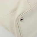 CHANEL V Stitch Hand Bag Lamb Skin White Silver CC Auth BA13606V-17