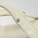 CHANEL V Stitch Hand Bag Lamb Skin White Silver CC Auth BA13606V-18