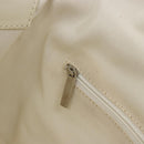 CHANEL V Stitch Hand Bag Lamb Skin White Silver CC Auth BA13606V-23