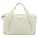 CHANEL V Stitch Hand Bag Lamb Skin White Silver CC Auth BA13606V-2