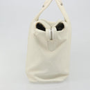 CHANEL V Stitch Hand Bag Lamb Skin White Silver CC Auth BA13606V-3