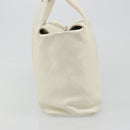 CHANEL V Stitch Hand Bag Lamb Skin White Silver CC Auth BA13606V-4