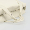 CHANEL V Stitch Hand Bag Lamb Skin White Silver CC Auth BA13606V-7