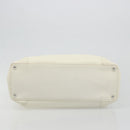 CHANEL V Stitch Hand Bag Lamb Skin White Silver CC Auth BA13606V-5