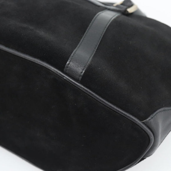 GUCCI Bamboe Handtas Suède Zwart Zilver 002 1084 200047 Auth BA13607V