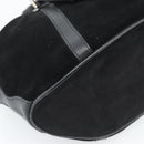 GUCCI Bamboo Hand Bag Suede Black Silver 002 1084 200047 Auth BA13607V-16