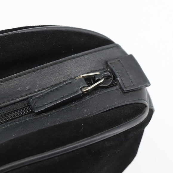 GUCCI Bamboe Handtas Suède Zwart Zilver 002 1084 200047 Auth BA13607V