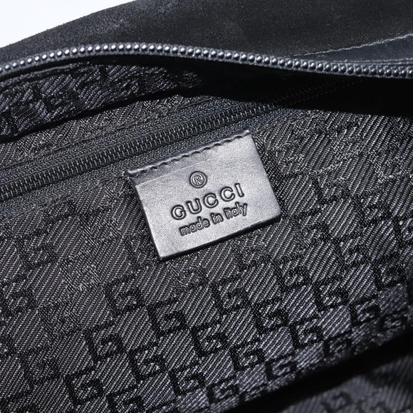GUCCI Bamboo Hand Bag Suede Black Silver 002 1084 200047 Auth BA13607V