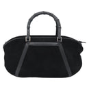 GUCCI Bamboo Hand Bag Suede Black Silver 002 1084 200047 Auth BA13607V-2