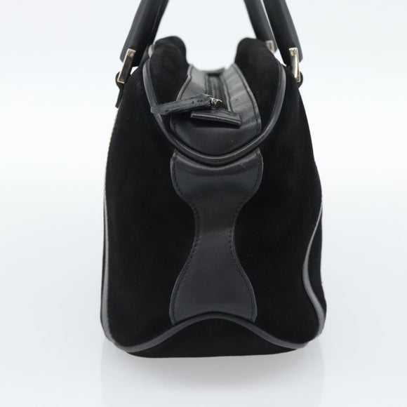 GUCCI Bamboe Handtas Suède Zwart Zilver 002 1084 200047 Auth BA13607V