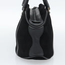 GUCCI Bamboo Hand Bag Suede Black Silver 002 1084 200047 Auth BA13607V-4