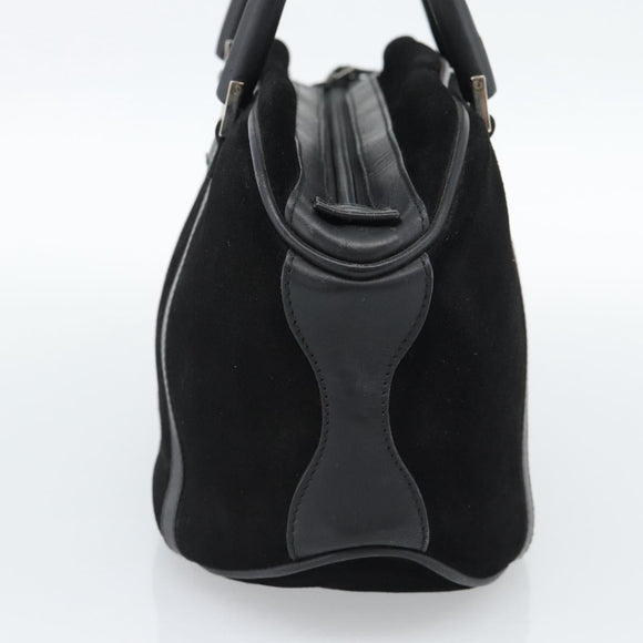 GUCCI Bamboo Hand Bag Suede Black Silver 002 1084 200047 Auth BA13607V
