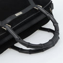 GUCCI Bamboo Hand Bag Suede Black Silver 002 1084 200047 Auth BA13607V-7