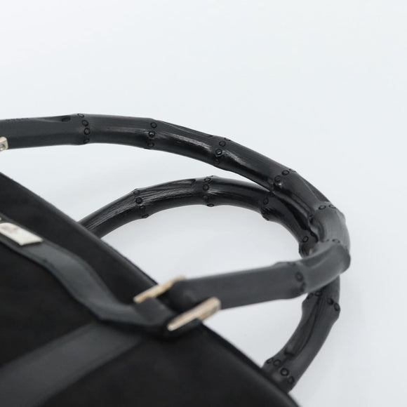 GUCCI Bamboo Hand Bag Suede Black Silver 002 1084 200047 Auth BA13607V