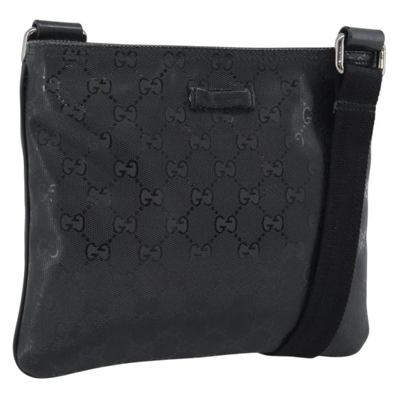 GUCCI GG Implementation Shoulder Bag PVC Black Silver Auth BA13608