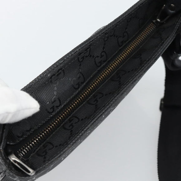 GUCCI GG Implementation Shoulder Bag PVC Black Silver Auth BA13608
