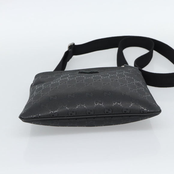 GUCCI GG Implementation Shoulder Bag PVC Black Silver Auth BA13608