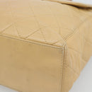 CHANEL Matelasse Hand Bag Lamb Skin Beige CC Auth BA13609V-10