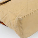 CHANEL Matelasse Hand Bag Lamb Skin Beige CC Auth BA13609V-11