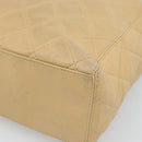 CHANEL Matelasse Hand Bag Lamb Skin Beige CC Auth BA13609V-12