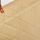 CHANEL Matelasse Hand Bag Lamb Skin Beige CC Auth BA13609V-16