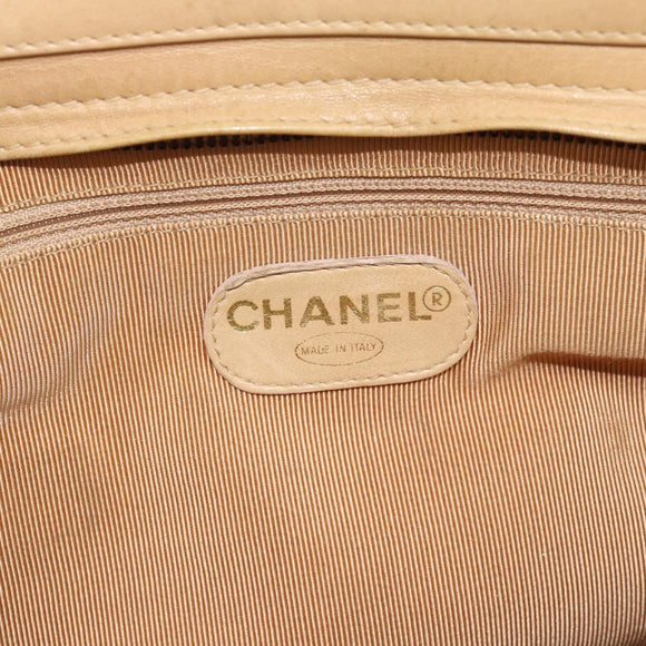 CHANEL Matelasse Hand Bag Lamb Skin Beige CC Auth BA13609V