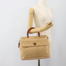 CHANEL Matelasse Hand Bag Lamb Skin Beige CC Auth BA13609V-27