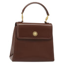 VERSACE Hand Bag Leather Brown Gold Auth BA13612A-1