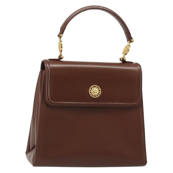 VERSACE Hand Bag Leather Brown Gold Auth BA13612A