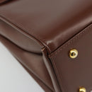 VERSACE Hand Bag Leather Brown Gold Auth BA13612A-14
