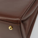 VERSACE Hand Bag Leather Brown Gold Auth BA13612A-15