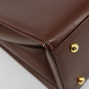 VERSACE Hand Bag Leather Brown Gold Auth BA13612A-16
