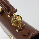 VERSACE Hand Bag Leather Brown Gold Auth BA13612A-10