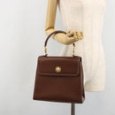 VERSACE Hand Bag Leather Brown Gold Auth BA13612A-25