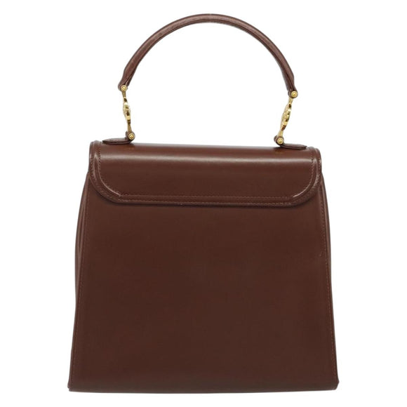 VERSACE Hand Bag Leather Brown Gold Auth BA13612A