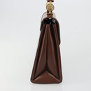 VERSACE Hand Bag Leather Brown Gold Auth BA13612A-4