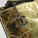 CHANEL Clutch Bag Leather Gold Tone Silver CC Auth BA13613SAM-13