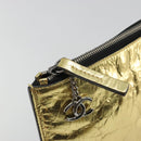 CHANEL Clutch Bag Leather Gold Tone Silver CC Auth BA13613SAM-14