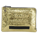 CHANEL Clutch Bag Leather Gold Tone Silver CC Auth BA13613SAM-2