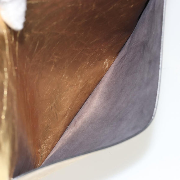 CHANEL Clutch Bag Leather Gold Tone Silver CC Auth BA13613SAM