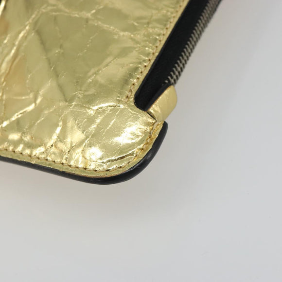 CHANEL Clutch Bag Leather Gold Tone Silver CC Auth BA13613SAM